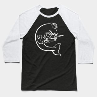 Angry Narwhal - White Outline Baseball T-Shirt